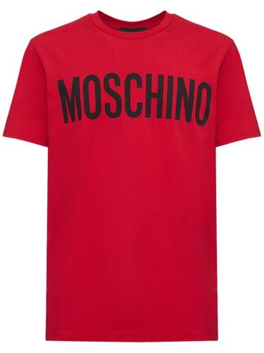 Camiseta De Algodón Con Logo Estampado - MOSCHINO - Modalova