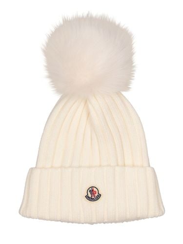 Cappello Beanie In Lana Tricot Con Logo - MONCLER - Modalova