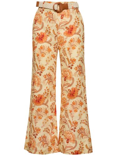 Junie Printed Linen Flared Crop Pants - ZIMMERMANN - Modalova