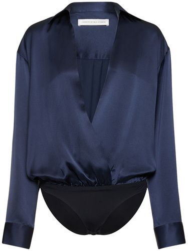 Silk Satin V-neck Bodysuit - CHRISTOPHER ESBER - Modalova