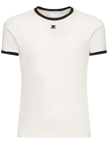 Bumpy Contrast Jersey T-shirt - COURREGES - Modalova