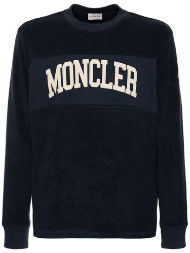 Felpa Girocollo In Cotone Con Logo - MONCLER - Modalova