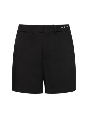 Shorts In Misto Viscosa Con Logo - MSGM - Modalova