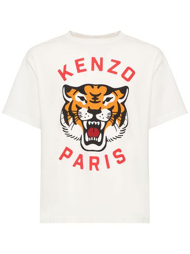 Tiger Print Cotton Jersey T-shirt - KENZO PARIS - Modalova