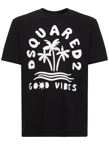 Printed Japanese Cotton Jersey T-shirt - DSQUARED2 - Modalova