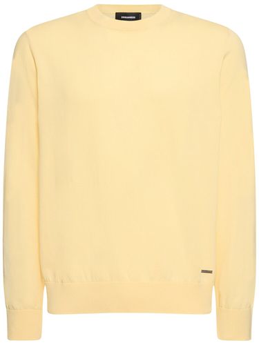 Logo Plaque Cotton Crewneck Sweater - DSQUARED2 - Modalova