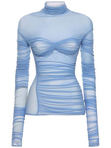 Draped Turtleneck Long Sleeve Top - MUGLER - Modalova