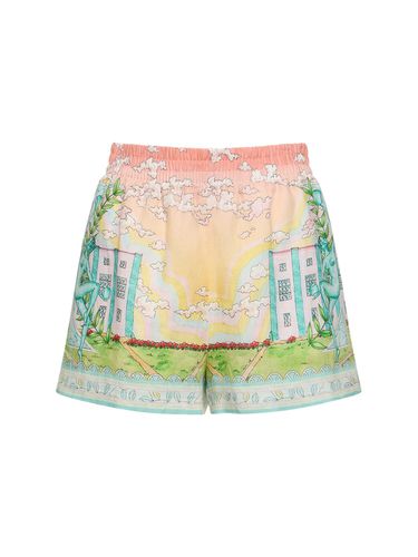 Shorts De Lino Con Estampado - CASABLANCA - Modalova