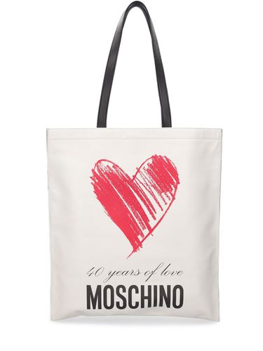 Borsa Shopping In Pelle Con Logo - MOSCHINO - Modalova