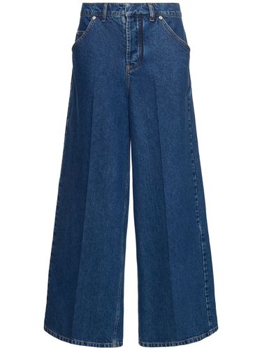 High Rise Cotton Blend Denim Wide Jeans - PHILOSOPHY DI LORENZO SERAFINI - Modalova