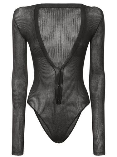 Silk Knit V-neck Long Sleeve Bodysuit - PETAR PETROV - Modalova