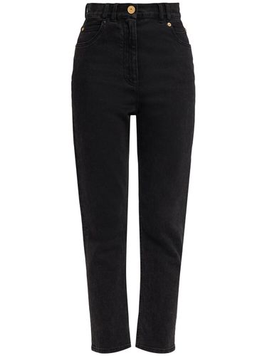 High Rise Stretch Cotton Straight Jeans - BALMAIN - Modalova