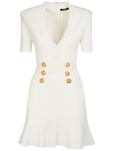 Vestido Corto De Punto De Viscosa - BALMAIN - Modalova