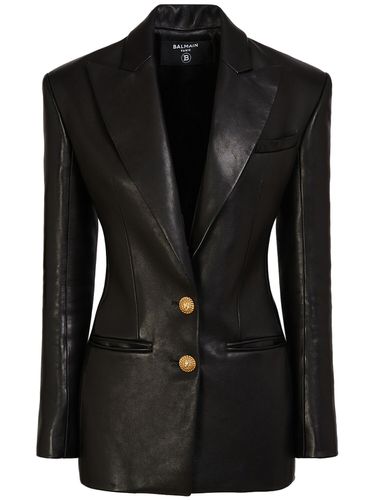 Chaqueta Ajustada De Piel - BALMAIN - Modalova