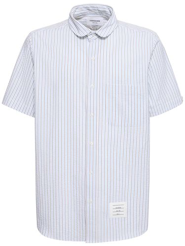 Camisa De Algodón A Rayas - THOM BROWNE - Modalova