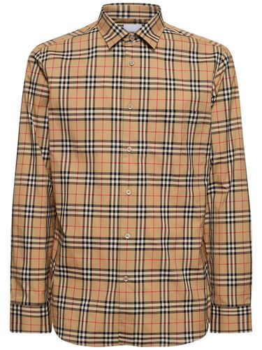 Camicia Simpson In Popeline Check Stretch - BURBERRY - Modalova