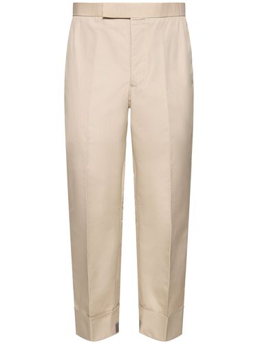 Cotton Blend Backstrap Pants - THOM BROWNE - Modalova