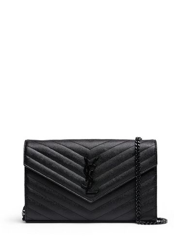 Cartera De Piel Con Cadena - SAINT LAURENT - Modalova