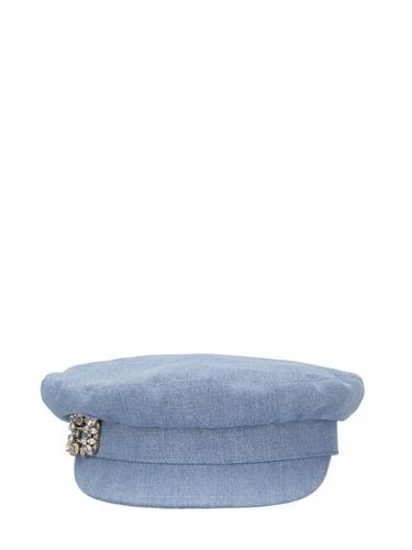 Cappello Rv In Denim Con Cristalli - ROGER VIVIER - Modalova