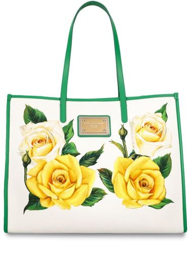 Large Printed Canvas Shopping Bag - DOLCE & GABBANA - Modalova