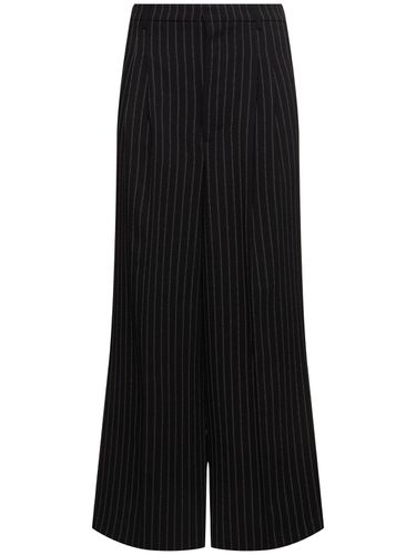 Pinstripe Wool Crepe Wide Pants - AMI PARIS - Modalova