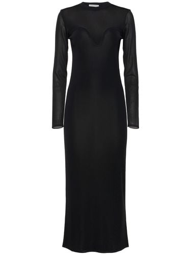 Sheer Knit Long Sleeve Midi Dress - NINA RICCI - Modalova