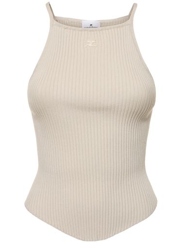 Tank Top De Punto Acanalado De Viscosa - COURREGES - Modalova