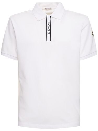 Logo Cotton Polo Shirt - MONCLER - Modalova