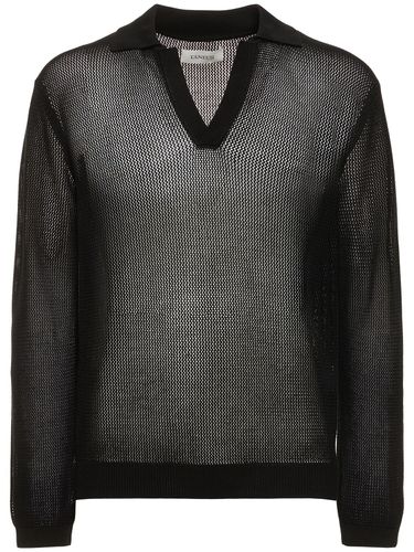 Cotton Mesh L/s Polo - LANEUS - Modalova