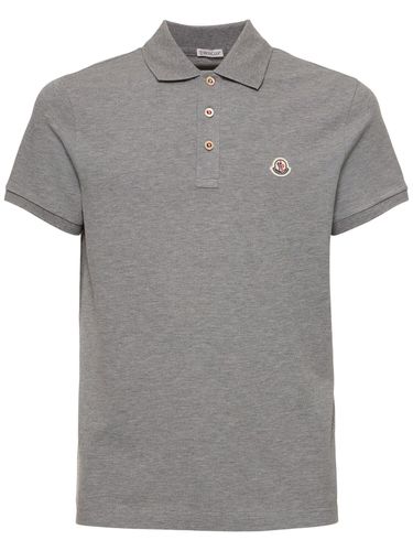 Logo Cotton Polo Shirt - MONCLER - Modalova