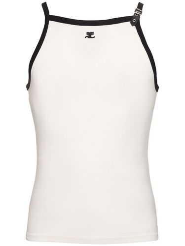 Tank Top In Cotone Con Ricamo Logo E Fibbia - COURREGES - Modalova