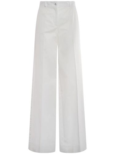 Pantalones Anchos De Gabardina De Algodón - DOLCE & GABBANA - Modalova