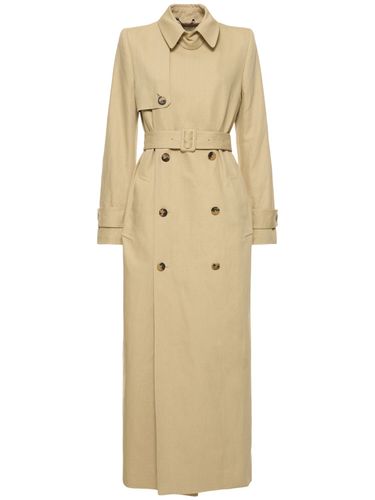 Linen Blend Gabardine Long Trench Coat - DRIES VAN NOTEN - Modalova