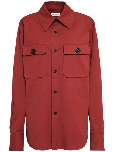 Camicia In Twill Di Cotone - SAINT LAURENT - Modalova