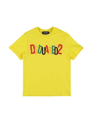 Camiseta De Jersey De Algodón Estampada - DSQUARED2 - Modalova