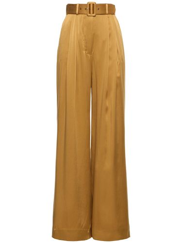 Silk Tuck Wide Pants - ZIMMERMANN - Modalova