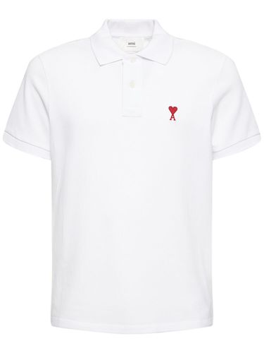 Polo De Algodón Piqué Con Logo - AMI PARIS - Modalova