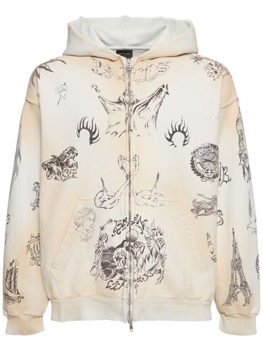 Hoodie Mit Reißverschluss Udn Tattoo-motiv - BALENCIAGA - Modalova