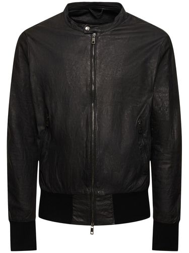 Brushed Leather Bomber Jacket - GIORGIO BRATO - Modalova