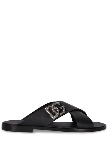 D&g Leather Sandal - DOLCE & GABBANA - Modalova