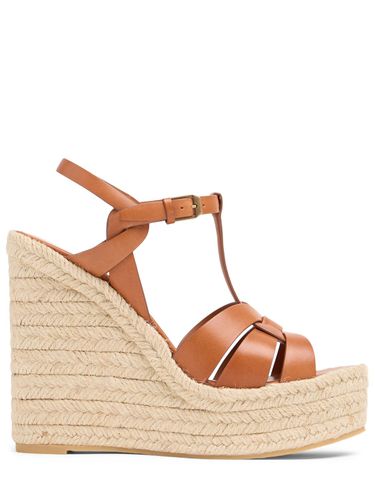 Sandalias Espadrillas De Piel Con Cuña 120mm - SAINT LAURENT - Modalova