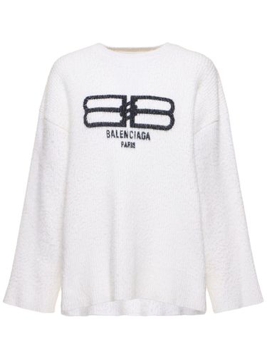 Logo Knitted Crewneck Top - BALENCIAGA - Modalova