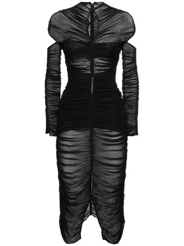 Draped Mesh Maxi Dress W/ Cutouts - MUGLER - Modalova