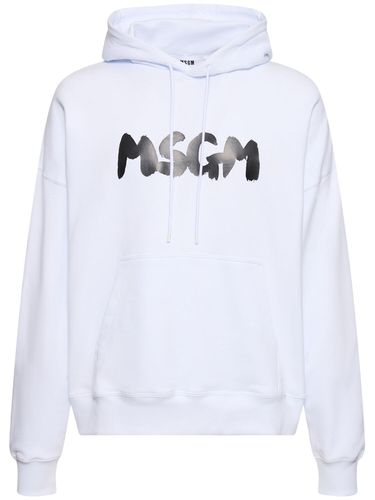 Felpa Con Logo E Cappuccio - MSGM - Modalova