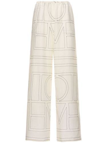 Monogram Cotton Blend Pajama Pants - TOTEME - Modalova