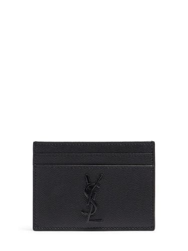 Logo Grain Leather Card Holder - SAINT LAURENT - Modalova