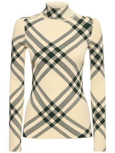 Ribbed Viscose Blend Knit Sweater - BURBERRY - Modalova