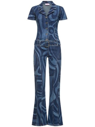 Printed Denim Long Jumpsuit - PUCCI - Modalova