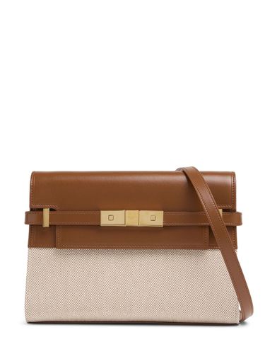 Small Manhattan Cotton & Leather Bag - SAINT LAURENT - Modalova