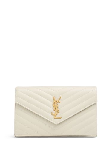 Cartera Monogram De Piel De Grano Con Cadena - SAINT LAURENT - Modalova